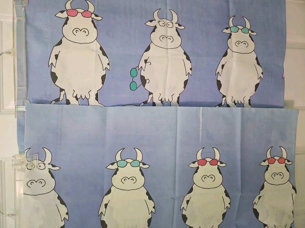 2 Sandra Boynton "Udder Cool” Cow Pillowcases Vintage 1980s Retro Double Sided